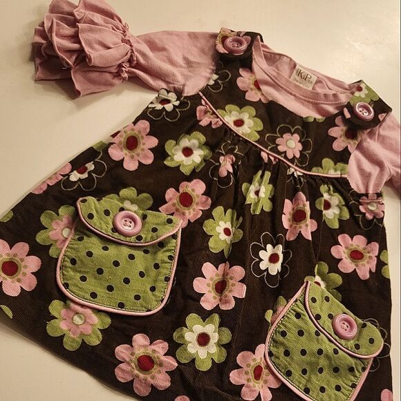 Bonnie Baby Corduroy Jumper Dress with Ruffle Sleeve Shirt - Picture 6 of 9